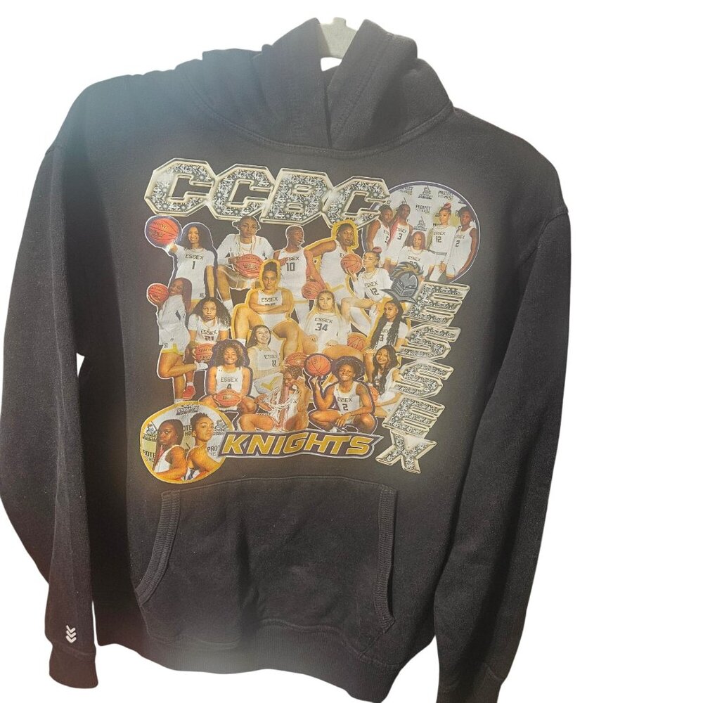 CCBC Essex Knights Womens Basketball Hoodie Black Pullover Team Graphic Sweatshi